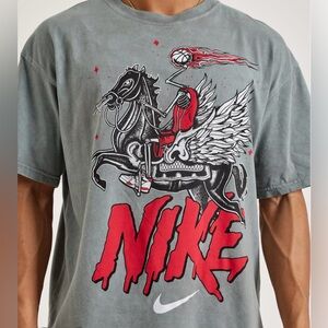 NEW Nike Max90 Headless Horseman Basketball Loose Fit Gray Graphic T-shirt sz Lg
